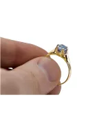 Pierścionek Akwamaryn 14k żółte złoto Vintage unikatowe vrc122y